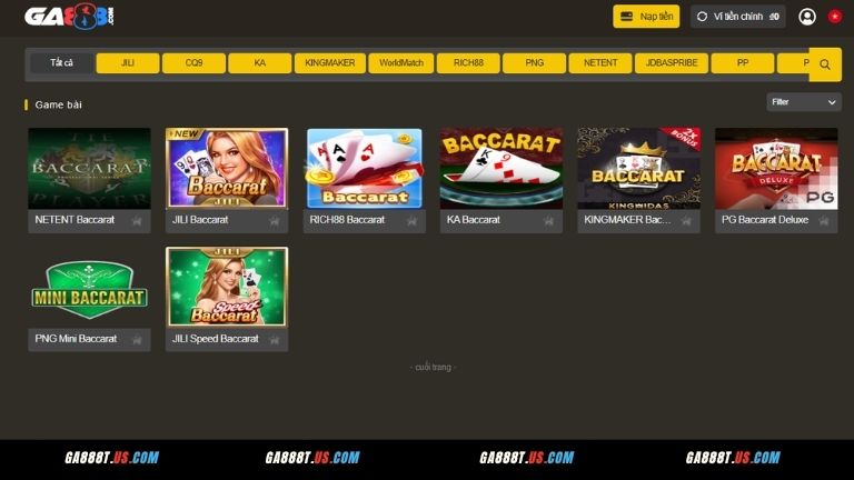 Baccarat GA88 là gì