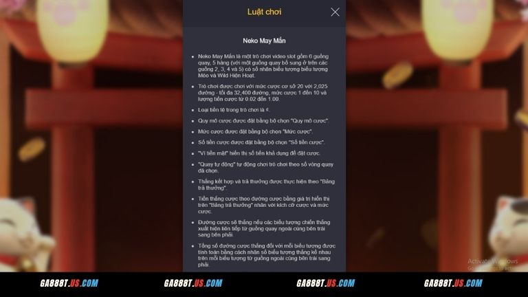 Kinh nghiệm chơi Lucky Neko tại nhà cái GA888